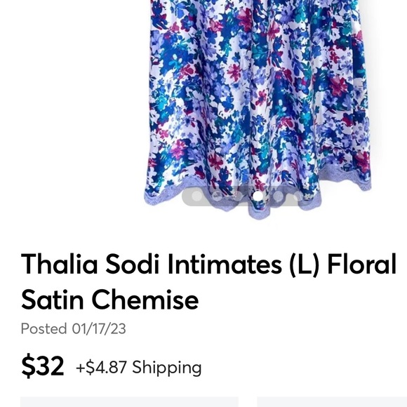 FLORAL CHEMISE. THALIA SODI. SATIN FINISH and LACE TRIMS SLEEPWEAR. GUC - Picture 13 of 14